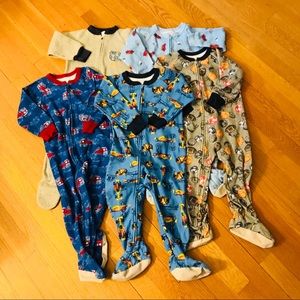Lot of 5 Fleece Footie Pajamas PJs Toddler 2T
